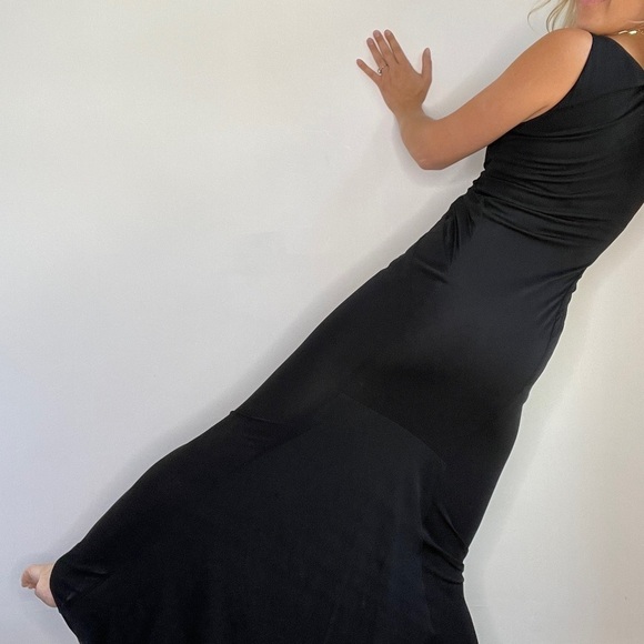 Yigal Azrouel Black Plunge Neck Long Gown - Picture 4 of 10